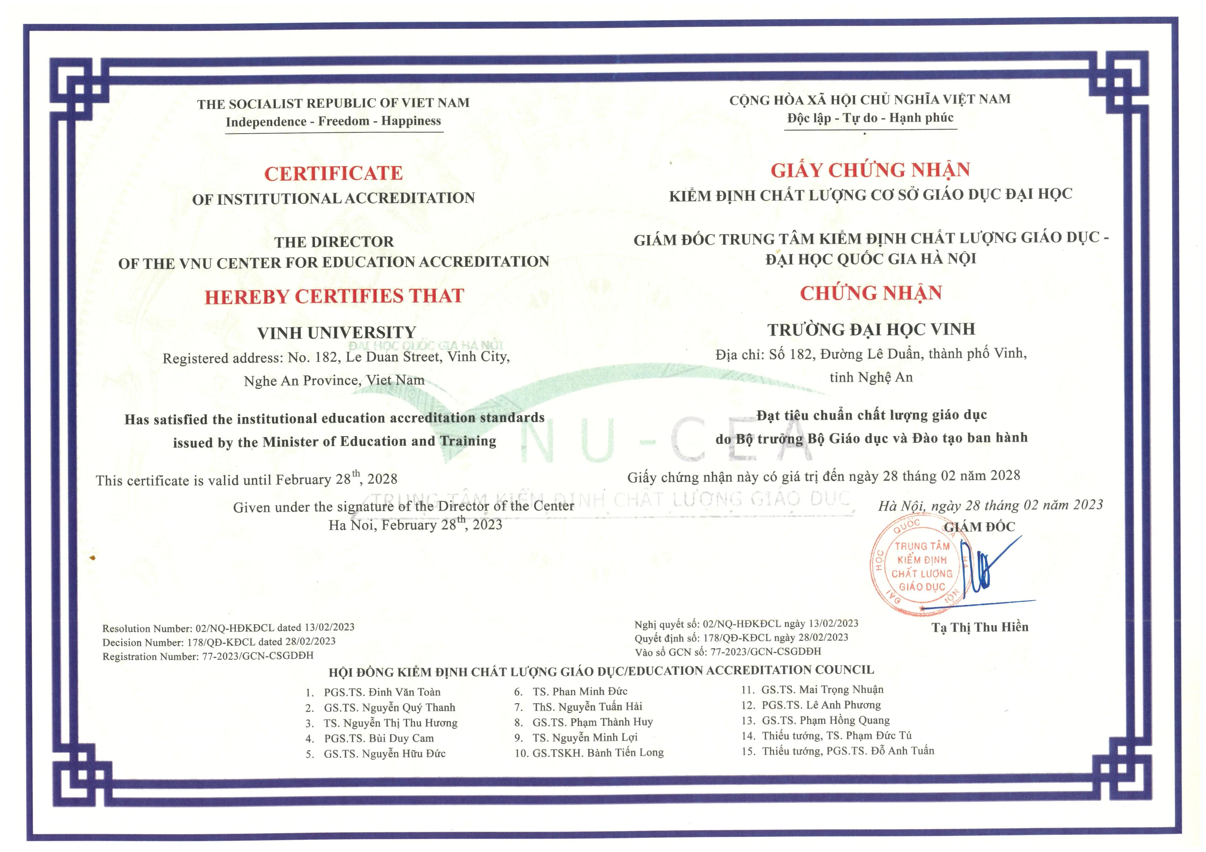 Chất lượng cơ sở giáo dục