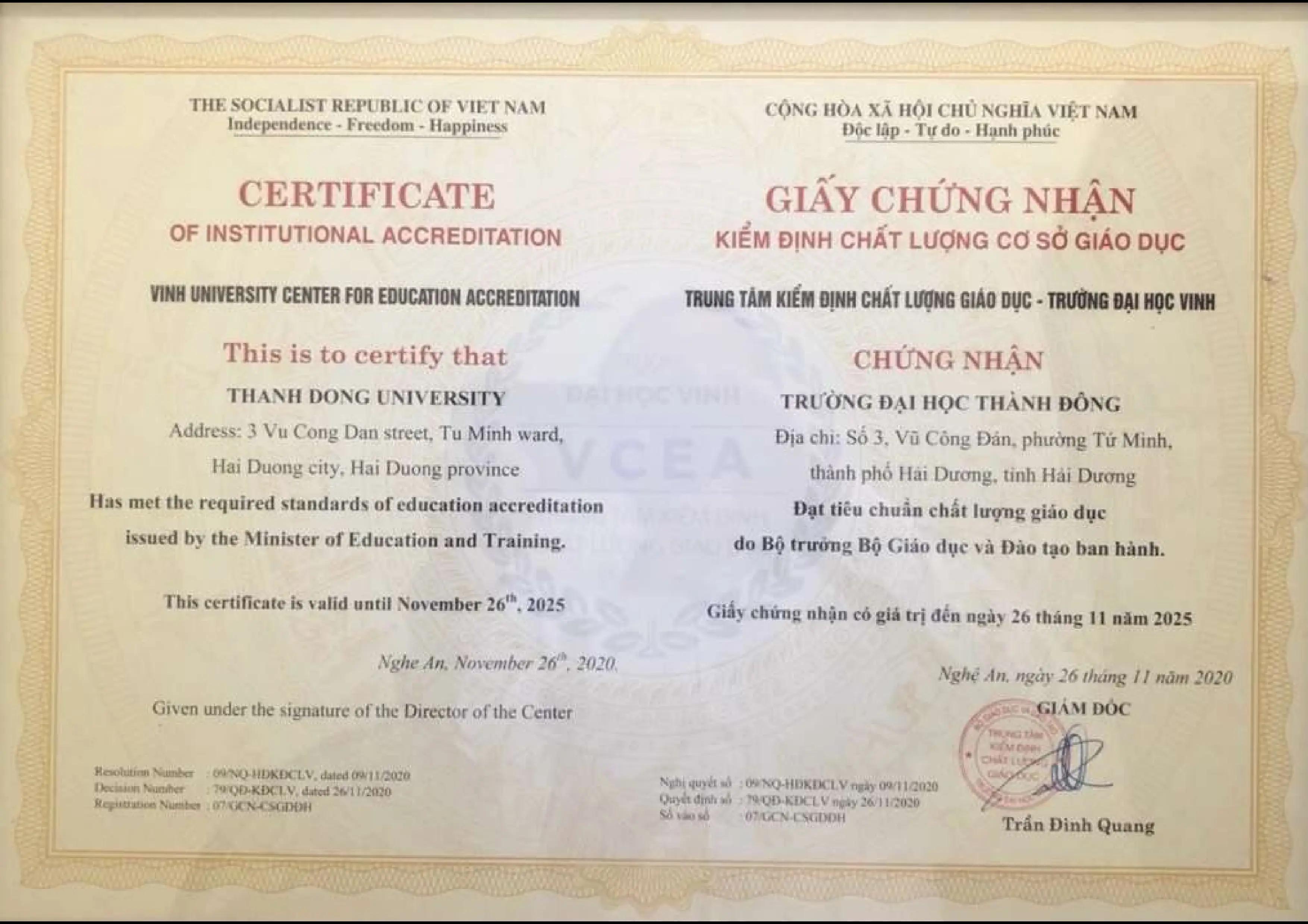 Chất lượng cơ sở giáo dục