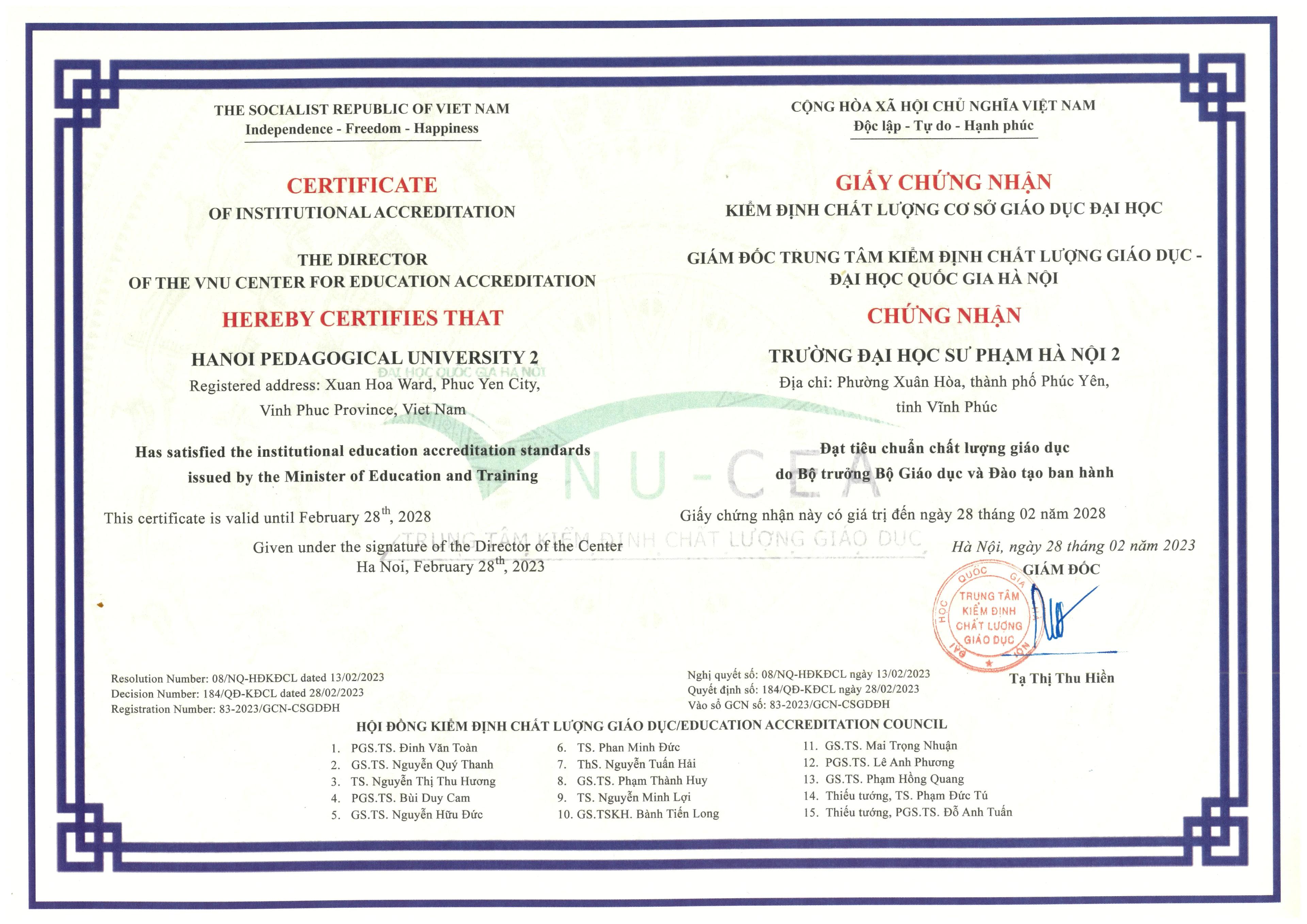 Chất lượng cơ sở giáo dục