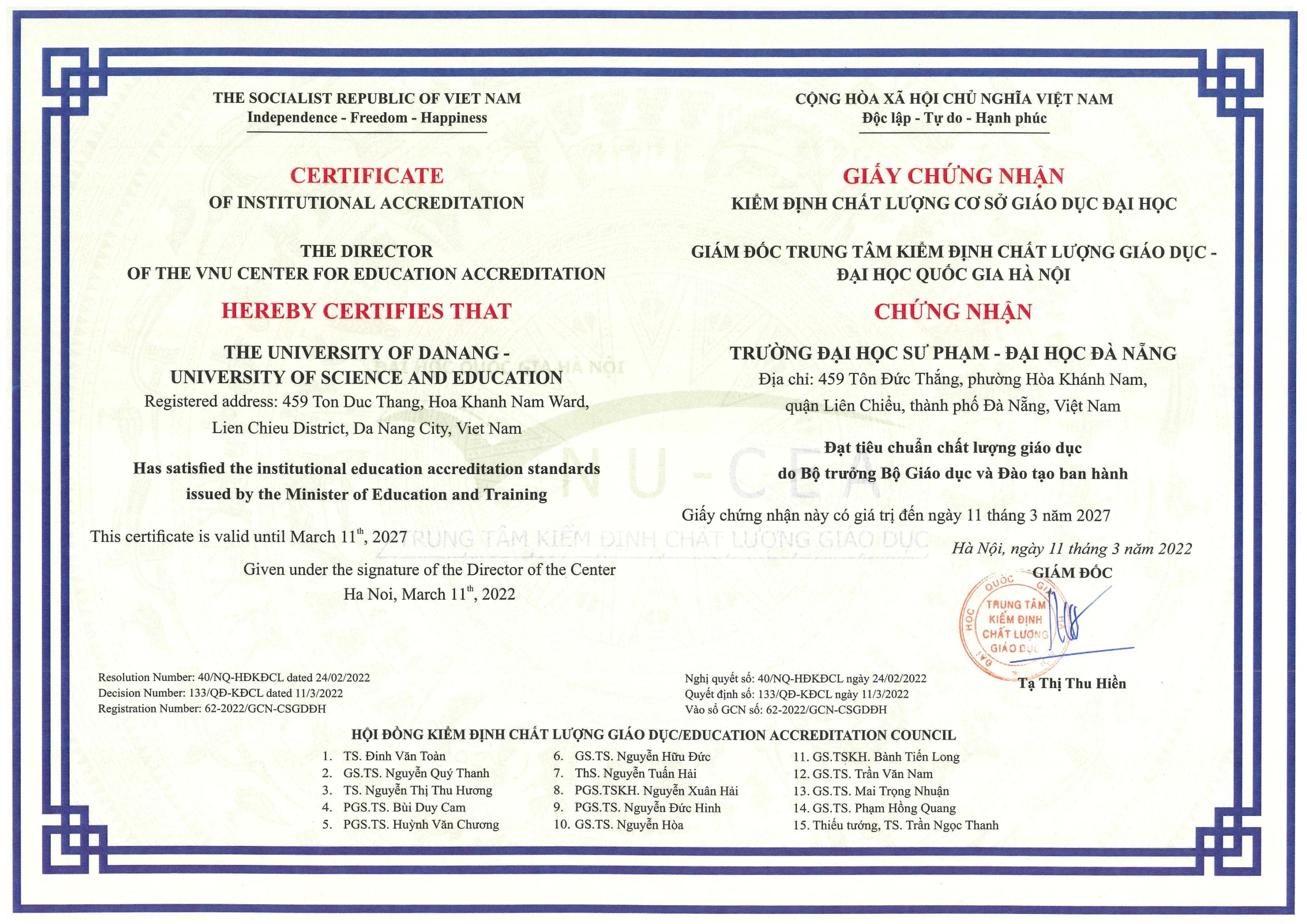 Chất lượng cơ sở giáo dục