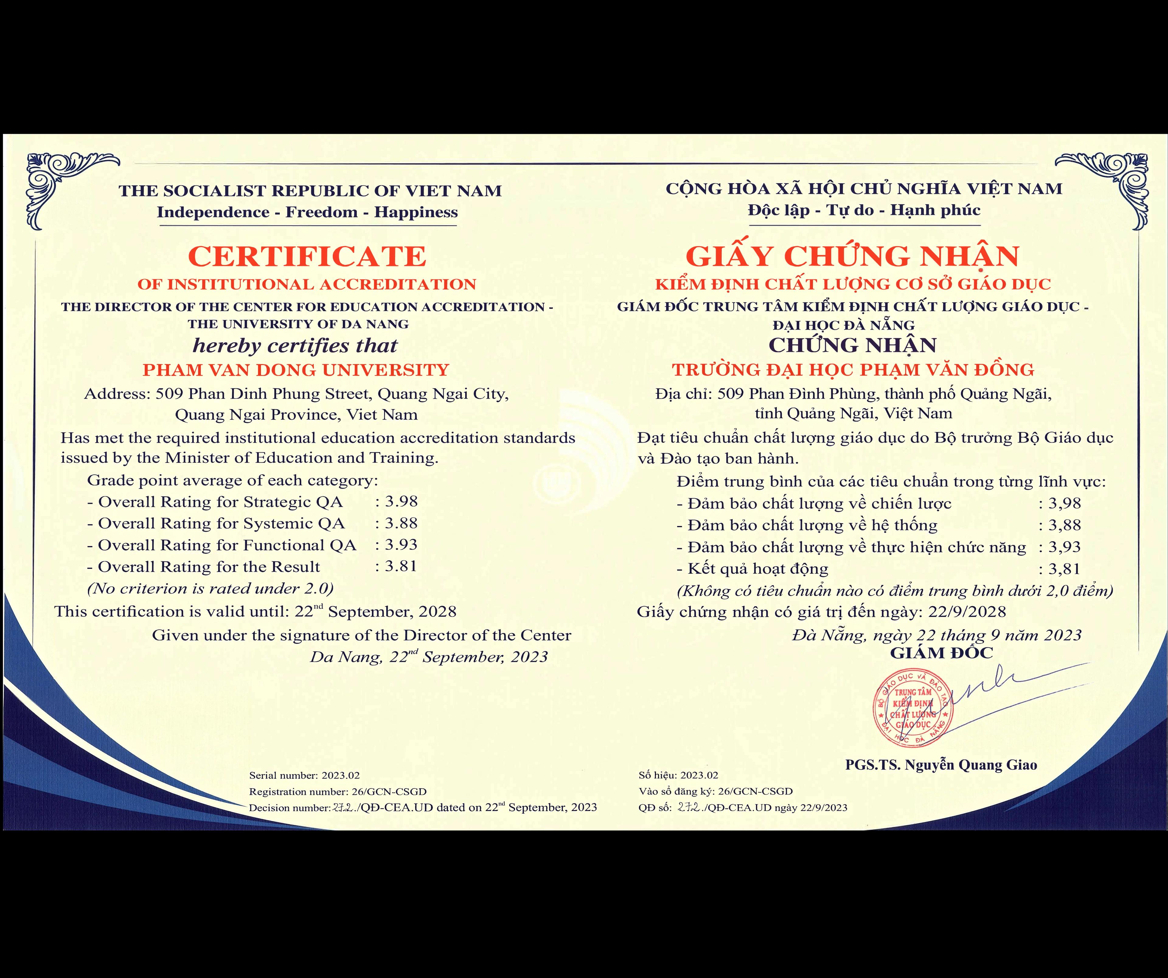 Chất lượng cơ sở giáo dục