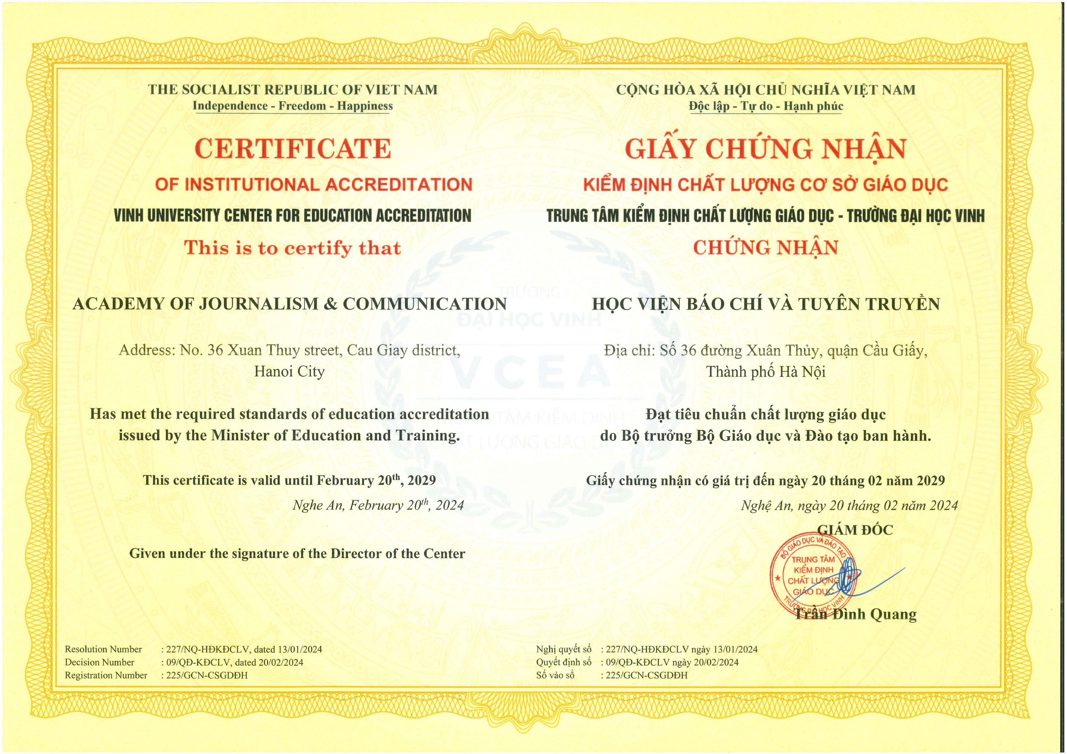 Chất lượng cơ sở giáo dục